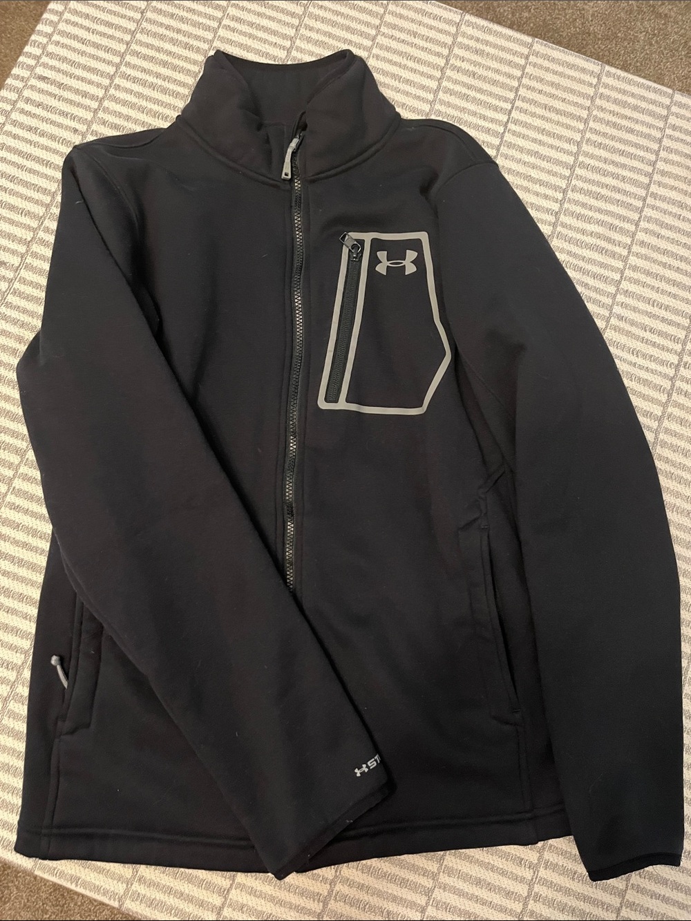 Under Armour Black Lightweight Zip-Up Jacket with Reflective Chest Pocket